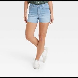High Rise Midi Shorts Light Wash NWT